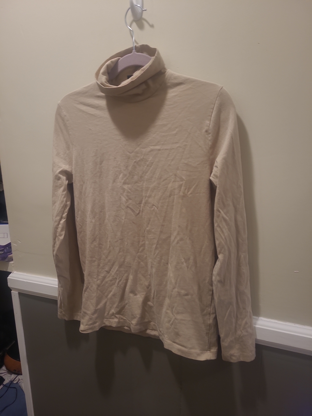 Men's Beige Turtleneck Long-Sleeve Sweater